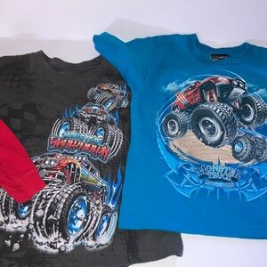 Bioworld Monster Truck Long Sleeve Tee and Blue Short Sleeve Tee Set Size 5/6‎